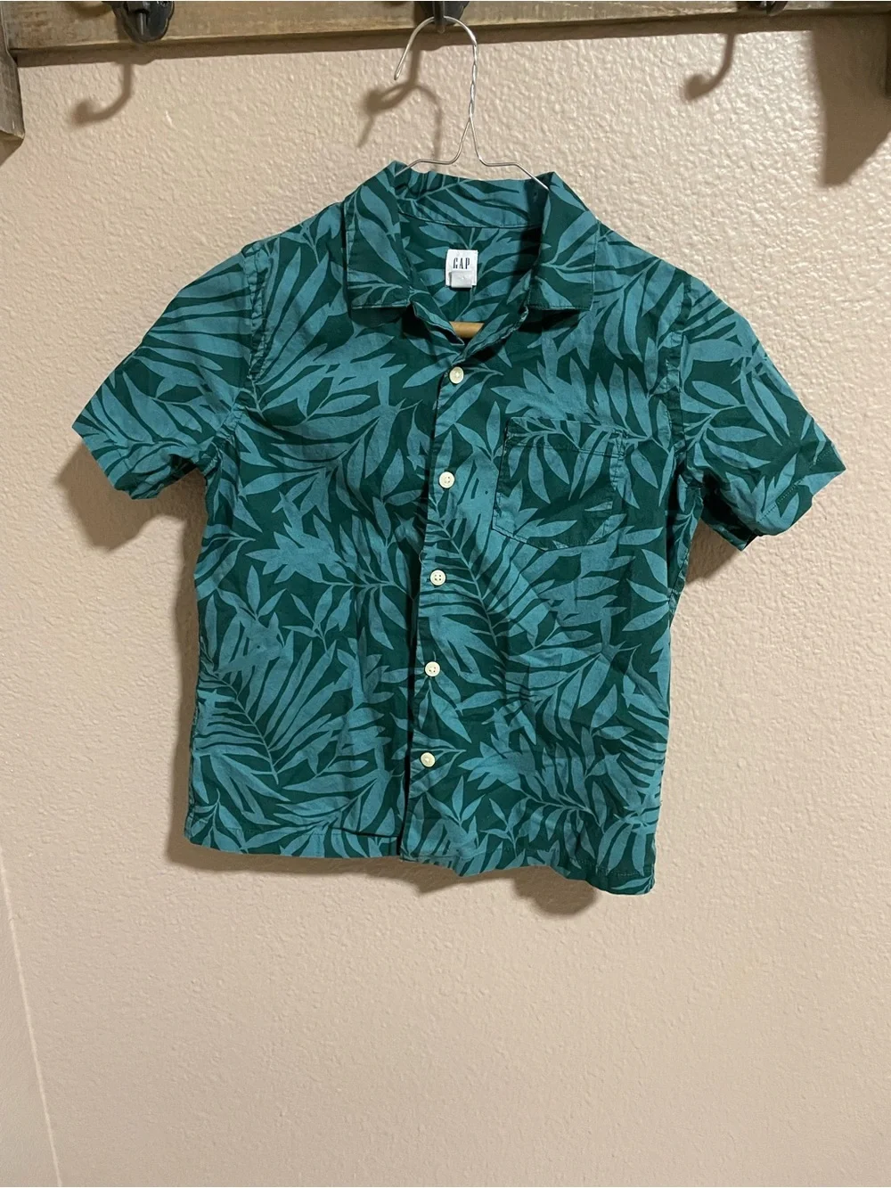GAP Green Tropical Print Short-Sleeve Shirt for Kids